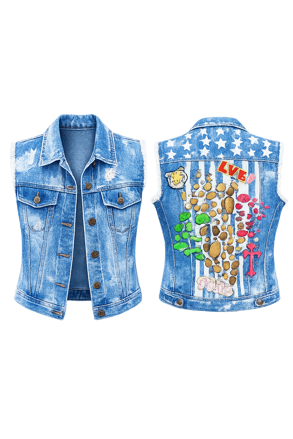 Wild Grace Hand-Painted Denim Vest | Wearable Testimony Vol. 001