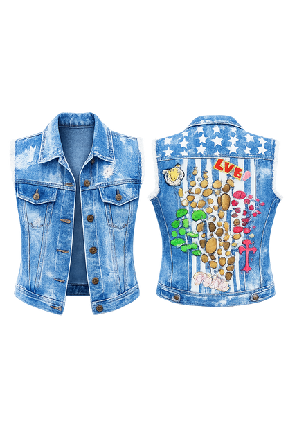 Wild Grace Hand-Painted Denim Vest | Wearable Testimony Vol. 001