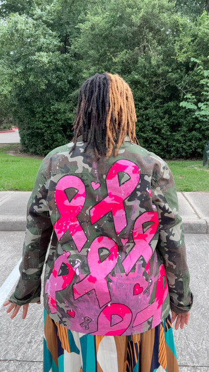 Survivor’s Armor Hand-Painted Breast Cancer Camo Jacket