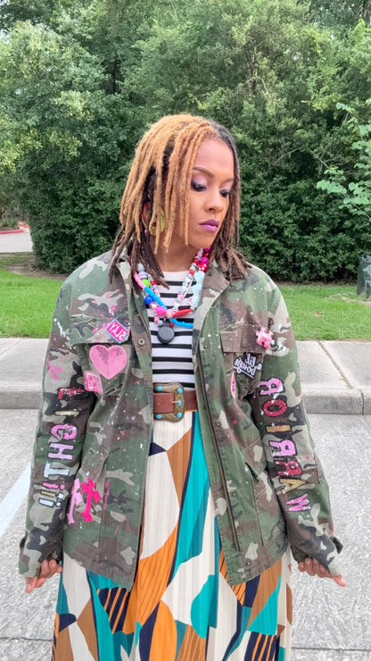Survivor’s Armor Hand-Painted Breast Cancer Camo Jacket