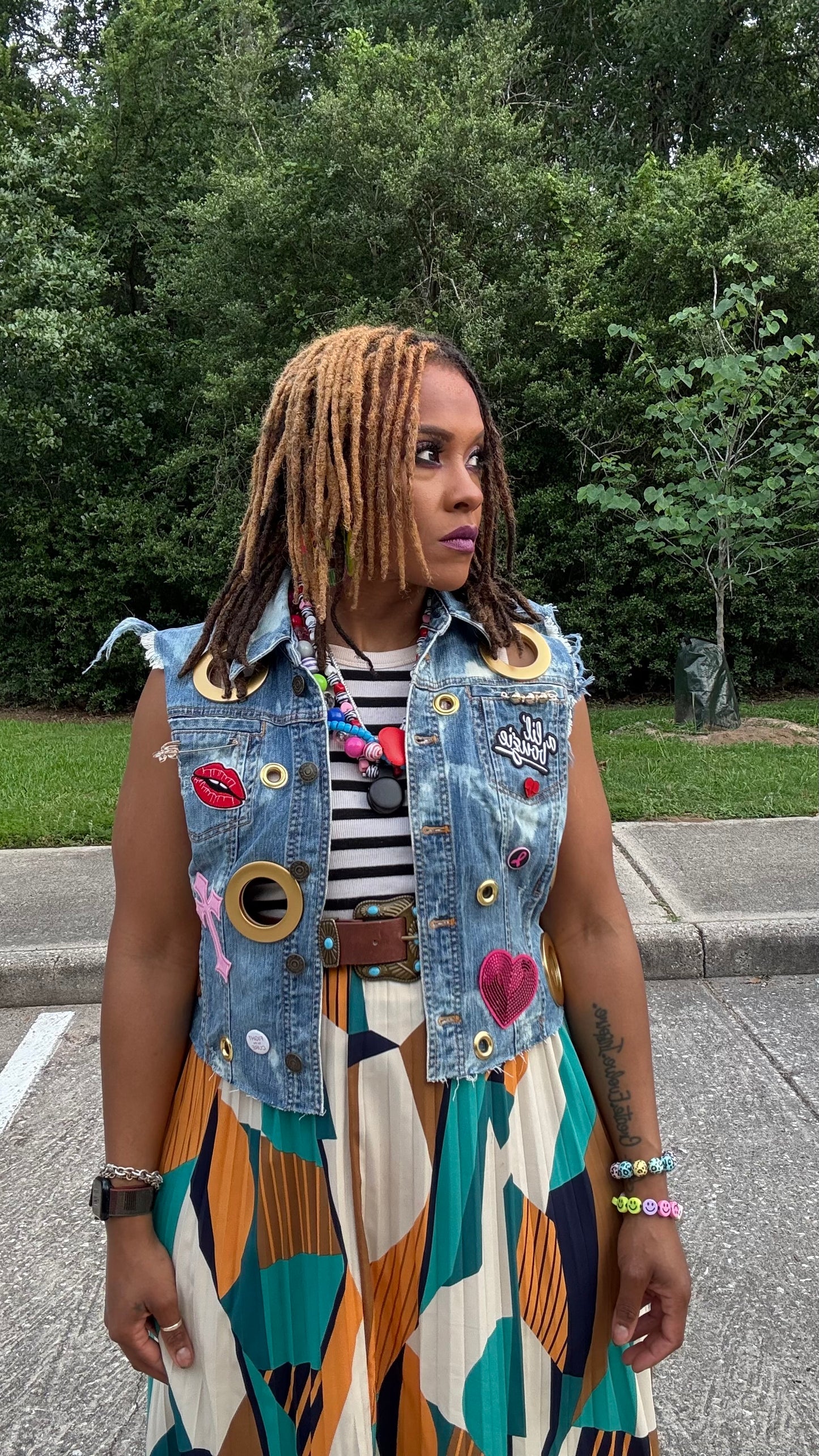 Hope Lives Loud Hand-Painted Breast Cancer Awareness Vest