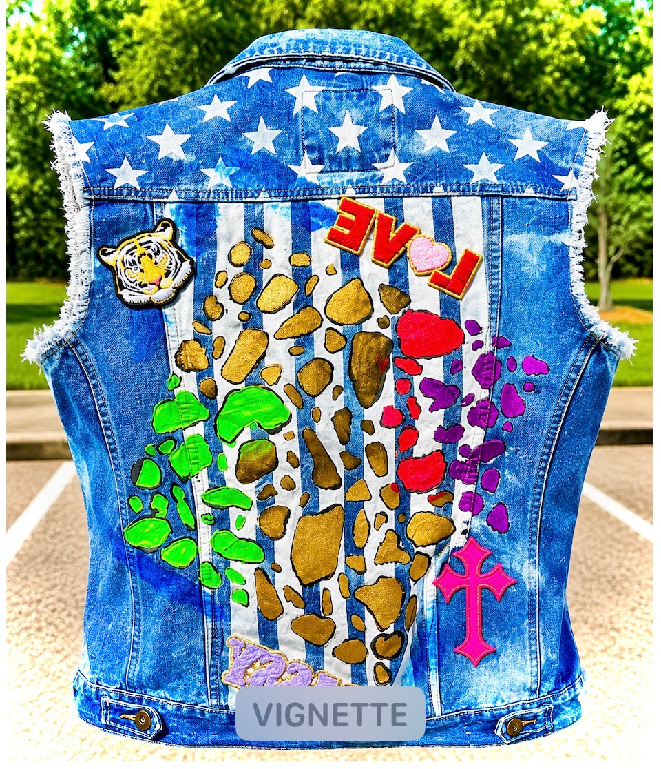 Wild Grace Hand-Painted Denim Vest | Wearable Testimony Vol. 001