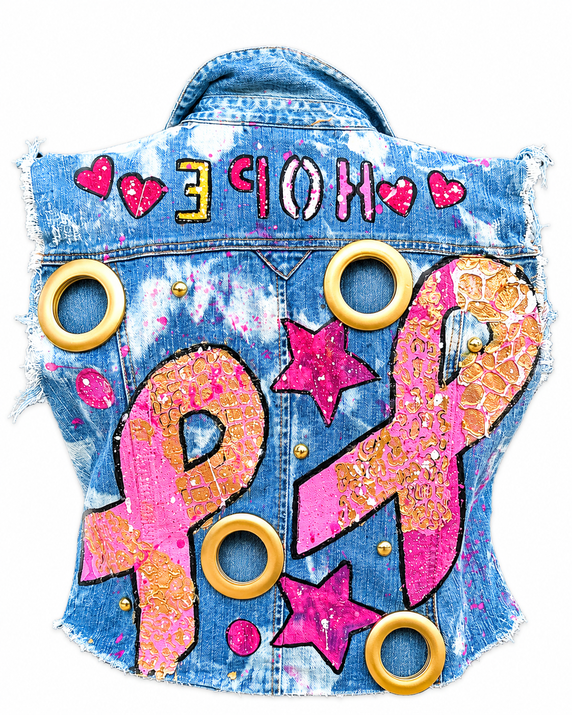 Hope Lives Loud Hand-Painted Breast Cancer Awareness Vest