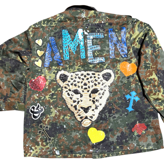 AMEN Hand-Painted Camo Jacket | Wearable Testimony Vol. 001
